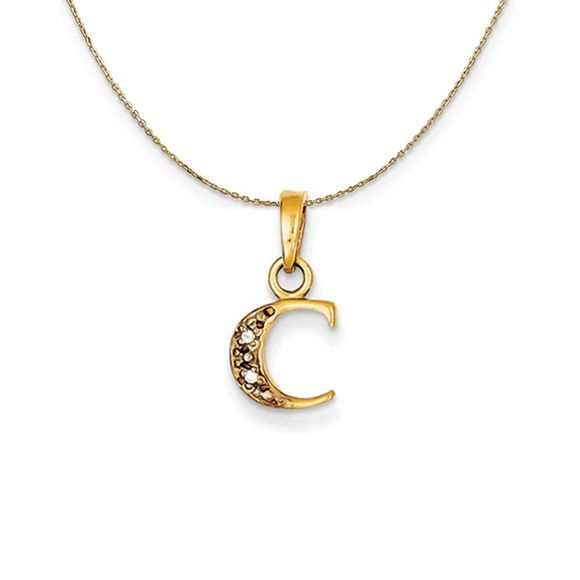 Black Bow Jewelry Co. Jewelry 4k Yellow Gold Chloe Mini Diamond Accent Initial C Necklace 22